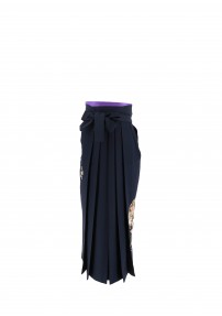 卒業式袴単品レンタル[刺繍]紺色に桜と扇の刺繍[身長163-167cm]No.809